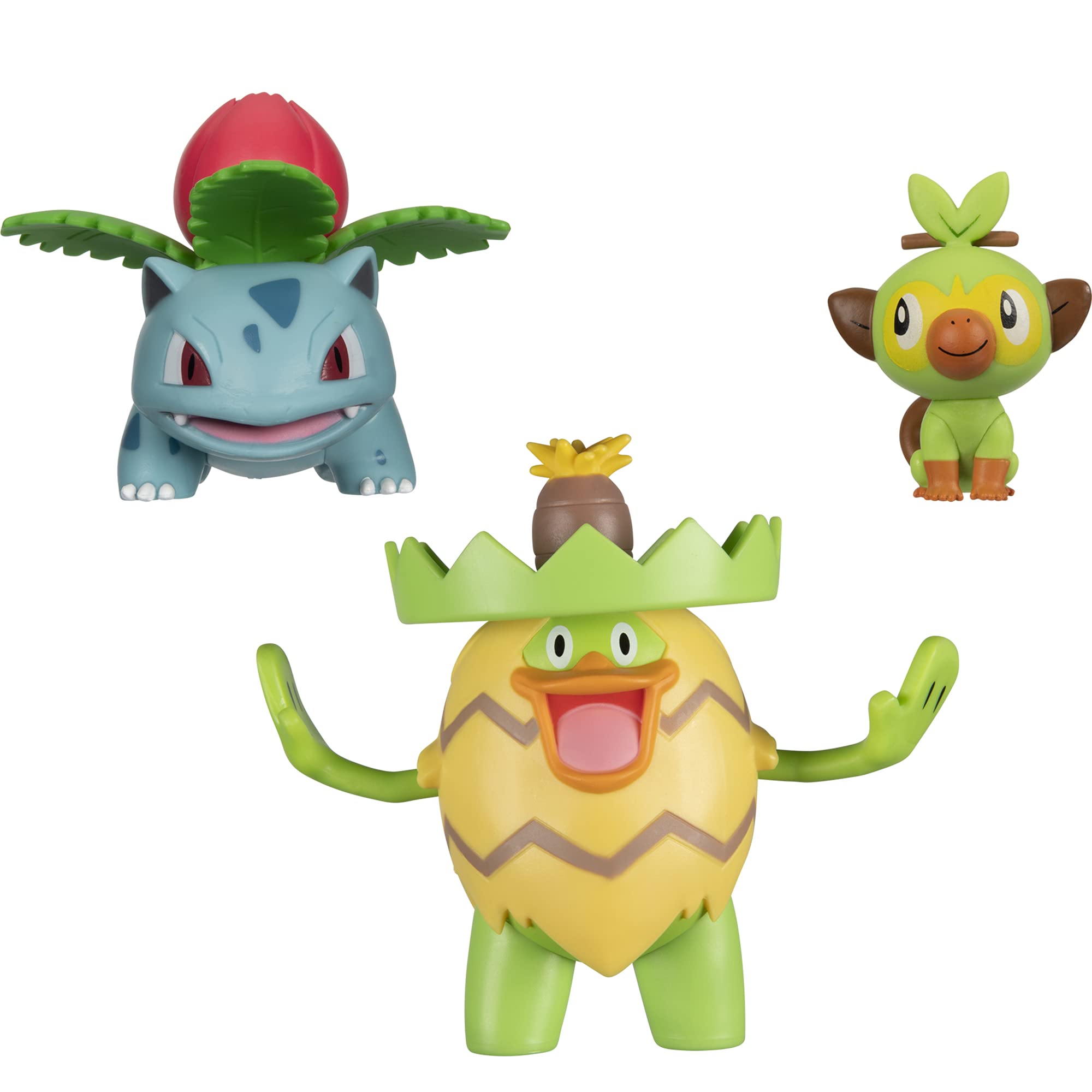 Pokemon Battle Figure, Grass-Type Theme with 3 Pack - 4.5-inch Ludicolo, 3-inch Ivysaur Figure, 2-inch Grookey - Toys for Kids Pokémon Fans - Amazon Exclusive