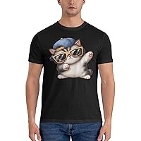 Men's Cotton T-Shirt Tees, Dabbing Cats Funny Graphic Fashion Short Sleeve Tee S-6XL