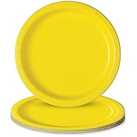 Elegant Disposable Paper Neon Yellow Round Dessert Plates - 7