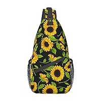 Beautiful Sunflower Sling Backpack, Multipurpose Travel Hiking Daypack Rope Crossbody Shoulder Bag