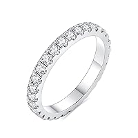 IMOLOVE Moissanite Wedding Band, Wedding Rings for Women, 0.3 ct D Color VVS1 Lab Created Diamond Sterling Silver Rings Half Eternity Stackable Engagement Ring Anniversary Band Size 3-13