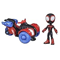 Spidey and His Amazing Friends Marvel Miles Morales: Spider-Man Action Figure and Techno-Racer Vehicle, for Kids Ages 3 and Up