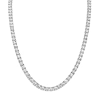 Bulova Jewelry Men's Black Rhodium Plated Sterling Silver Tennis Necklace inset with 5mm White Topaz Tennis Necklace, Length 22