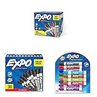EXPO Low Odor Dry Erase Marker | Chisel Tip Markers | Whiteboard Markers, Assorted, 36 Count & EXPO Low Odor Dry Erase Markers, Chisel Tip, Black, 36 Count & EXPO Low Odor Dry Erase Markers