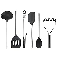 Tovolo 6-Piece Premium Silicone Utensil Set (Black): Essential Kitchen Tools | Sturdy Utensils for Home, Apartment, or College Dorms