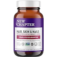 Biotin Supplement, New Chapter Vegan Hair Skin and Nails Vitamins with Fermented Biotin + Astaxanthin - 60 Count