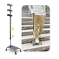 Stair Climbing Cane Lifts for Seniors Half Step Climbing Aid Walker Elevator Stairs Assist Elderly Standing Helper 4 Prong Large Base Quad Walking Sticks Adjustable Stability Balance Devices