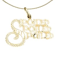 Jewels Obsession Silver Saying Necklace | 14K Yellow Gold-plated 925 Silver Spoiled Spoiled Spoiled Saying Pendant with 18