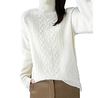 100% Merino Wool Knitted Sweater Women's Loose Thickened Long Sleeve Warm Pullover Sweater