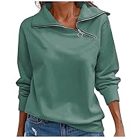 2023 Women's Tops Autumn and Winter T-Shirt Fashion Loose Women Pullover Sports Tops Quarter Zip Casual V Neck