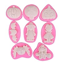 8Pcs Pumpkin Witch Bat Silicone Mold Fondant Cake Mold Halloween Baking Tool For Making Chocolate Candy Fondant Molds Christmas Silicone For Cake Decorating Tools