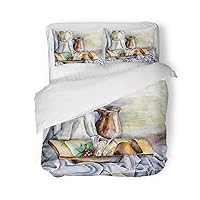 Duvet Cover Set Twin Size Watercolor on Elegant Life Unusual Pumpkin and Light 3 Piece Microfiber Fabric Decor Bedding Sets for Bedroom