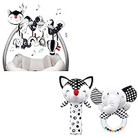 XIXILAND Musical Car Seat Toys Black and White Baby Toys 0-3 Months & Rattles for Babies 0-6 Months, Black and White High Contrast Plush Stuffed Baby Toys for 0 3 6 9 12 Months Girls Boys