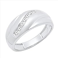 Dazzlingrock Collection 0.25 Carat (ctw) Round Diamond Men's 7 Stone Wedding Stackable Band 1/4 CT, Sterling Silver