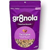gr8nola THE ORIGINAL - Healthy, Low Sugar Granola Cereal - Made with Superfoods, Whole Almonds, Honey, Cinnamon and Flaxseed, Soy Free, Dairy Free and No Refined Sugar - 10oz Resealable Bag