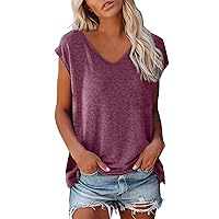 Womens Tops Short Sleeve Spring Summer Tops for Women 2024 Tops Casual T-Shirt Loose Fit Trendy Basic Blouse Tunic