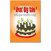 Uncle Pokey Birthday Card - Delicious Birthday Cake - Humorous Full Color Art on 100 pound paper with envelope folding to 5