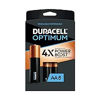 Duracell Optimum AA Alkaline Batteries | Long Lasting 1.5V Double A Battery | Resealable Package for Storage | 8 Count