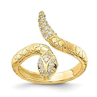 Gold Plated 925 Sterling Silver CZ Cubic Zirconia Simulated Diamond Snake Ring Measures 19mm Wide Jewelry for Women - Ring Size Options: 6 7 8