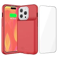 GIN FOXI Battery Case for iPhone 14/14Pro/13/13Pro, Real 7000mAh Ultra-Slim Battery Charging Case Rechargeable Anti-Fall Protection Battery Charger Charger for iPhone 14 Pro/14/13/13Pro(6.1 inch) Red