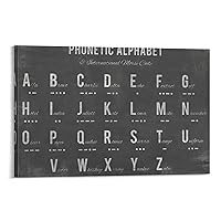 Posters Phonetic Alphabet Poster Pronunciation Education Black And White Poster Canvas Art Poster Picture Modern Office Family Bedroom Living Room Decorative Gift Wall Decor 20x30inch(50x75cm) Fram