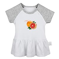 Fruit Grapefruit Pattern Cute Dresses, Newborn Infant Baby Girls Princess Dress, Kids Novelty Ruffles Cotton Clothes