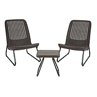 Rio 3 Piece Resin Wicker Patio Furniture Set with Side Table and Outdoor Chairs, Brown