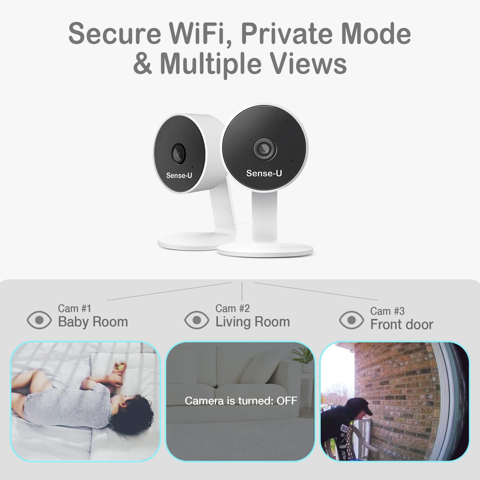 Sense-U Baby Video Monitor with 2 Cameras, with 1080P HD Video and Background Audio, Night Vision, 2-Way Talk, Motion Detection, Long Range & Free Smartphone App