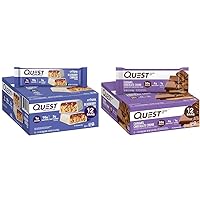 Quest Protein Bars, Blueberry Cobbler & Caramel Chocolate Chunk, 16-20g Protein, 1-4g Net Carbs, 12 Count
