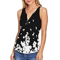 Womens Casual Tops,Summer Tank Tops for Women Short Sleeveless V Neck Loose Fit Basic Tee Casual Tops Shirts Bloues
