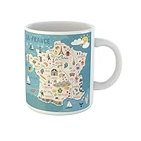 Coffee Mug Map of France Travel French Landmarks People Food 11 Oz Ceramic Tea Cup Mugs Best Gift Or Souvenir For Family Friends Coworkers