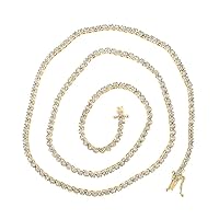 14kt Yellow Gold Mens Round Diamond 18-inch Tennis Chain Necklace 3-1/4 Cttw