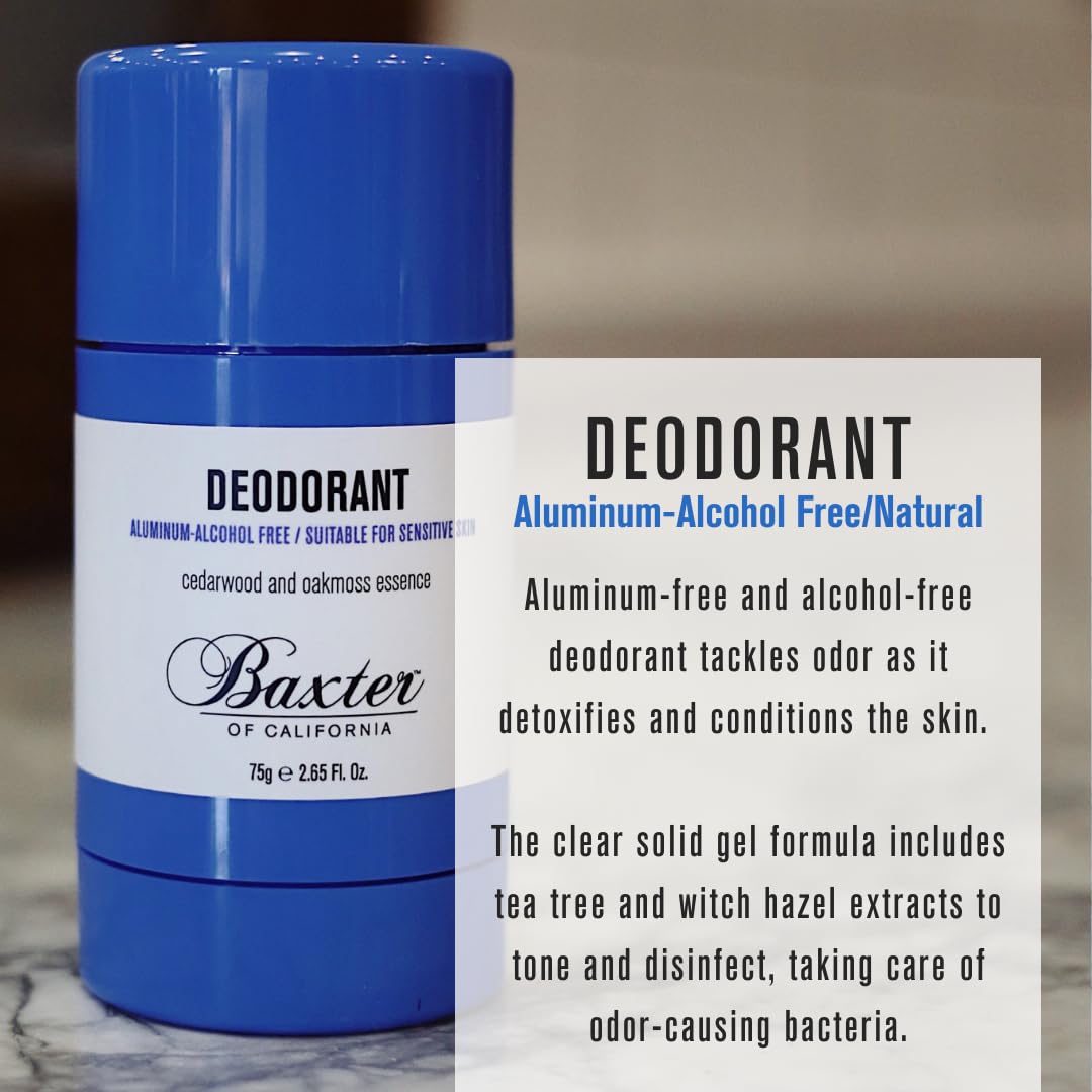 Baxter of California Deodorant, Aluminum & Alcohol-Free Clear Stick, Cedarwood and Oakmoss Essence, 2.65 Ounce