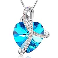 Angelady Necklaces for Women, Love Heart Pendant Necklaces for Women Crystal Pendant in Silver|Jewelry for Women with Cubic Zircon Diamonds Valentine's Day for Daughter Mum Wife Girlfriend