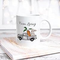 Funny White Ceramic Coffee Mug Happy Easter Day Farm Carrots And Gray Coffee Cup Drinking Mug With Handle For Home Office Desk Novelty Easter Gift Idea For Kid Children Women Men