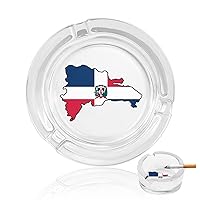 Dominican Republic Map Flag Glass Ashtray Round Cigarettes Ash Tray Holder Case For Home Office Indoor Decoration