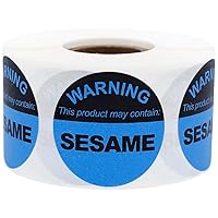 Food Allergy Warning Labels This Product May Contain Sesame 1.5 Inch Round Circle Dots 500 Adhesive Stickers