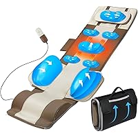 Full Body Massage Mat with Airbags Stretching & Heating, 3D Lumbar Traction & Relaxation, Back Massager Pad, 4 Modes 3 Intensities 3 Heat Levels, PU Leather, Portable & Foldable Design, Fit 5'1-6'0