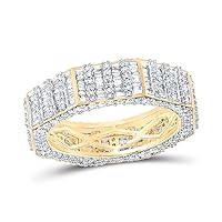 The Diamond Deal 10kt Yellow Gold Mens Baguette Diamond Octagon Band Ring 2-5/8 Cttw
