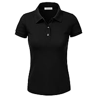 Women's Slim Fit Long Waist Short Sleeve Plain Polo Tee Shirts