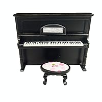 Miniature Wooden Upright Piano Decor Dollhouse Furniture Accessories (Black)