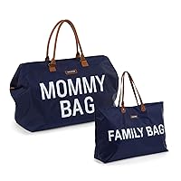 Childhome The Original Mommy Bag and Family, Large Baby Diaper Bag, Mommy Hospital Bag, Large Tote Bag, Mommy Travel Bag, Baby Bag Tote, Pregnancy Must Haves, (Navy)