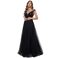Ever-Pretty Womens V Neck Sequin Tulle A Line Evening Formal Dress 0277