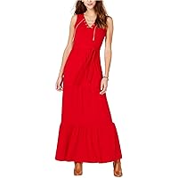 Michael Kors Womens Chain Maxi Dress, Red, XX-Small