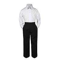 3pc Shirt Black Pants Bow Tie Set Baby Toddler Kid Boy Party Formal Suit Sm-7