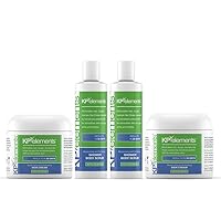 KP Elements Body Scrub and Exfoliating Skin Cream 4-pack (8 fl oz and 4 fl oz) | Keratosis Pilaris Treatment | Exfoliating Body Scrub and Body Cream | Body Skin Care Product for Men and Women