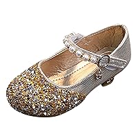 Princess Shoes Barefoot Shoes Kids Fashion Summer Children Sandals Girls Casual Shoes Low Heel Buckle Shiny Pearl Sequins Dress Toddler Sandals