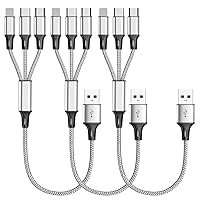 Multi Charging Cable, (3Pack 1FT) Short Multi USB Charger Cable Aluminum Braided 3 in 1 Universal Multiple Charging Cord with Type-C/Micro USB Connectors for Cell Phones Tablets (Charging Only)