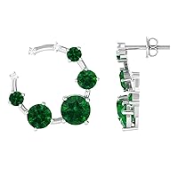 Lab Created Emerald Designer Stud Earrings - Geometric Earrings | Certified | AAAA Quality with Screw Back
