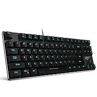 havit Mechanical Keyboard Backlit Wired Gaming Keyboard Extra-Thin & Light, Kailh Latest Low Profile Blue Switches, 87 Keys N-Key Rollover (Black)